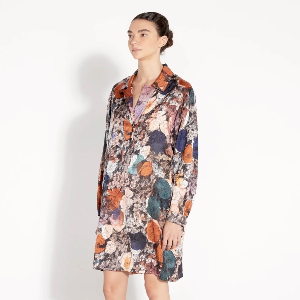 Raquel Allegra Brooke Flower Medley Print Silk Dress NWOT Size 1